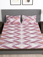 Story@home Arena Pink & White Geometric Printed 180 TC Bedsheet & Pillow Covers