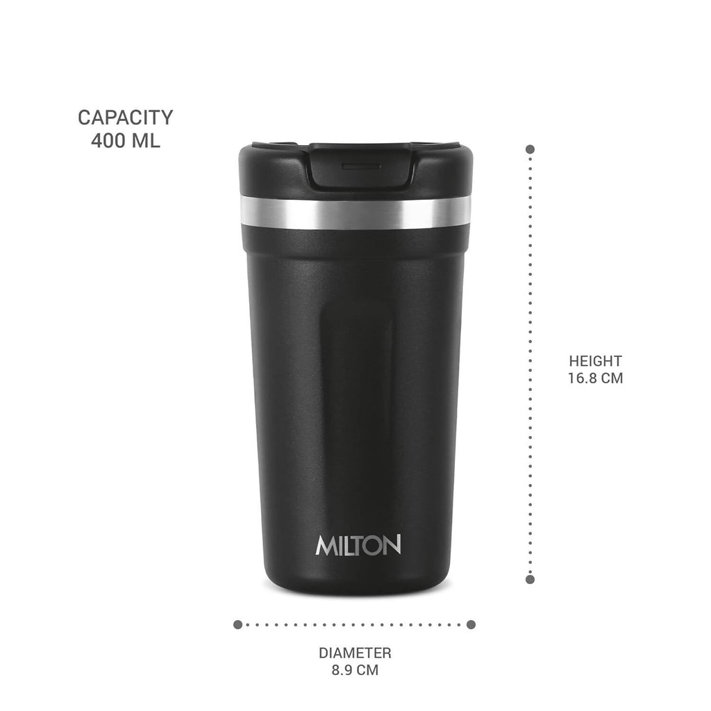 Milton Corral Thermosteel Insulated Coffee Mug Tumbler - 400ml (Black)
