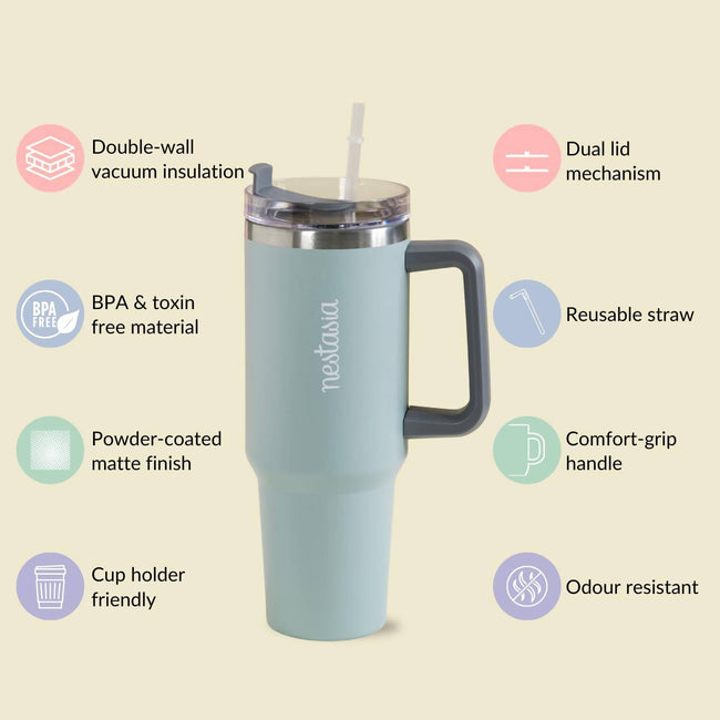 Nestasia Tumbler with Handle Straw & Lid - 1.2L (Green) Main Image