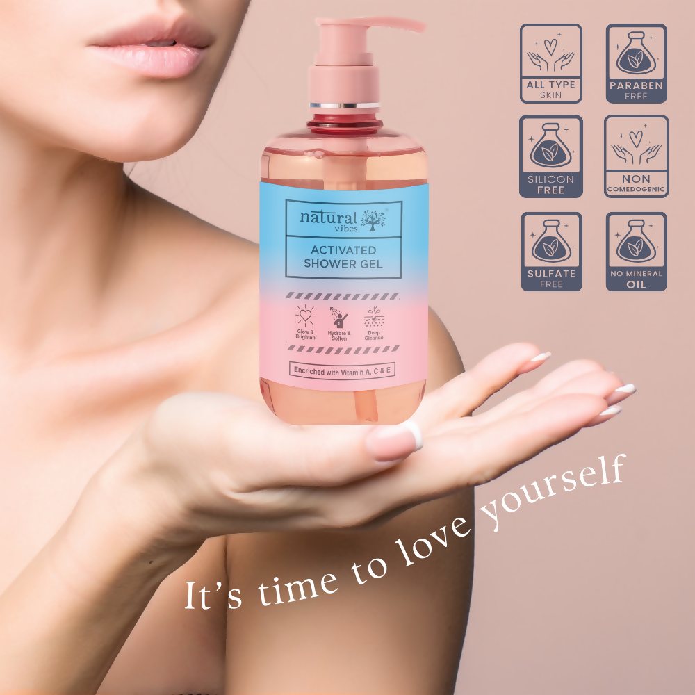 Natural Vibes Glow & Moisturising Bath and Body Regime with Shower Gel Body Wash & Lotion