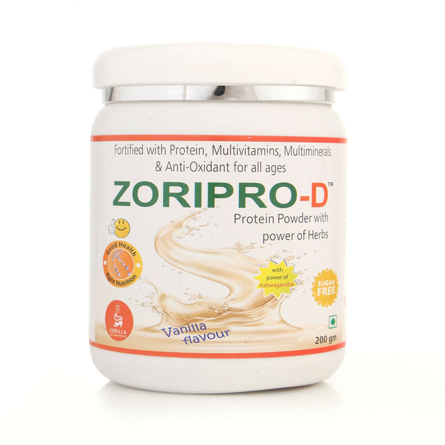 Zorilla Life Science Zoripro-D Protein Powder - Vanilla I Fortified with Protein I Multivitamin I Multimineral I Protein Powder with power of Herbs I Milk Protein with Power of Ashwagandha Hover Image