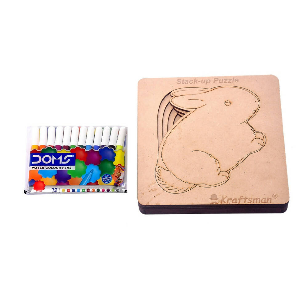 Kraftsman Stack Up Puzzles/ Layered Puzzle Bunny Shape For Kids | Color Kit Included | 6 Pieces Puzzle
