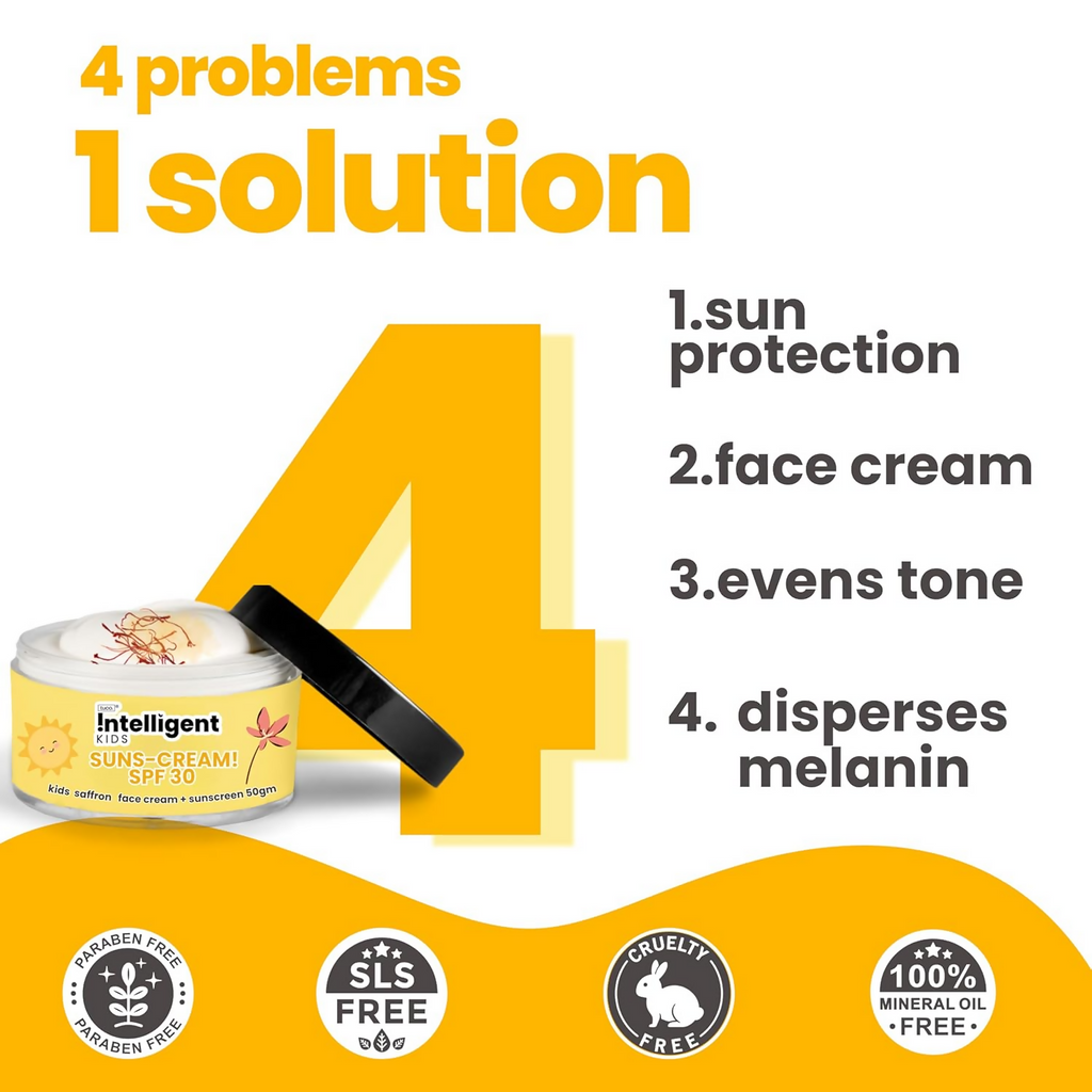 TuCo Intelligent Kids 2-in-1 Saffron Face Cream & Sunscreen For Sun Protection And Glow