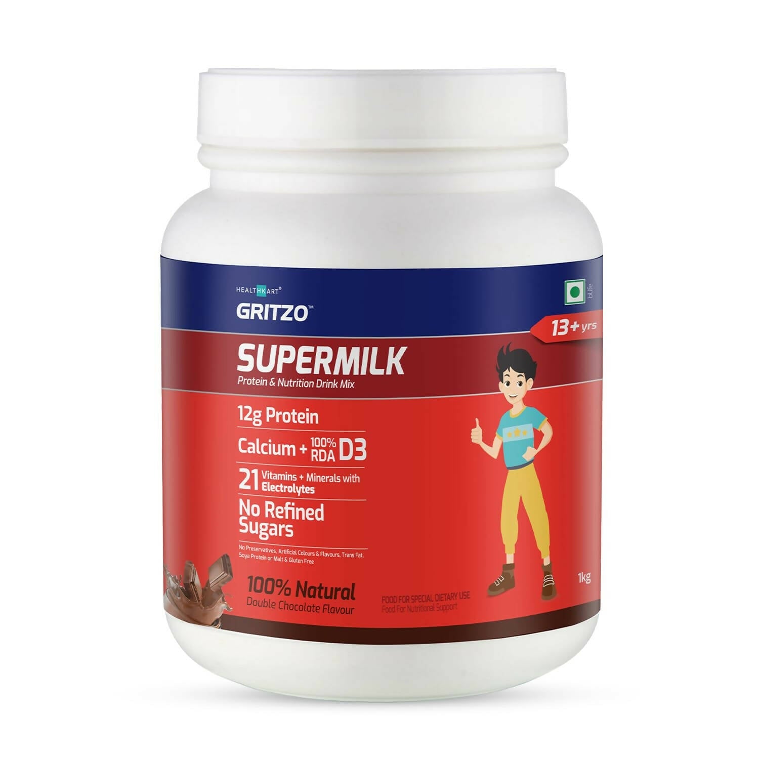 Gritzo Supermilk Powder 13+Y (Teen Athletes), Health Drink For Boys