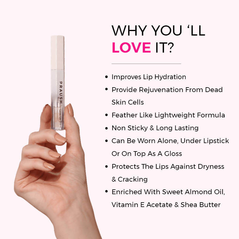 Praush Beauty Pout Cushion Luxe Lip Oil - Bubble Clear