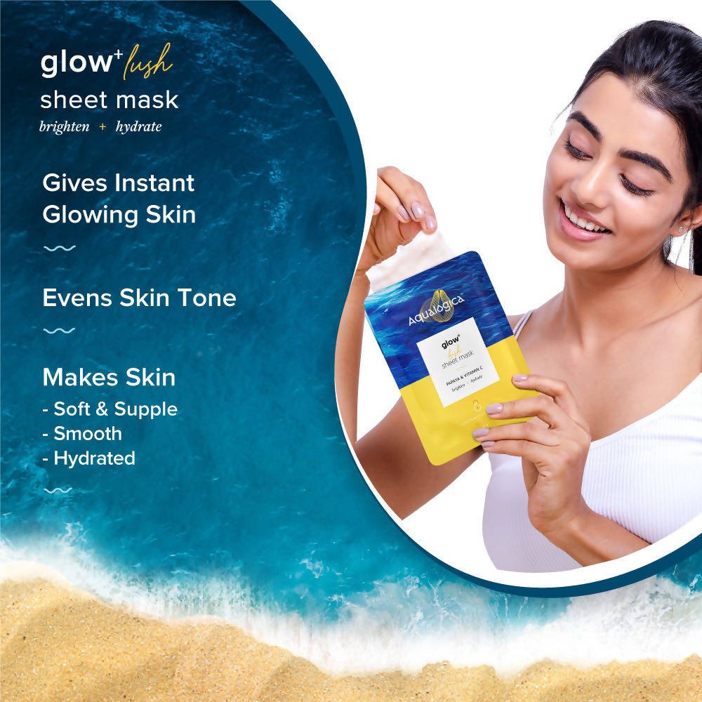 Aqualogica Glow+ Lush Sheet Mask, Instant Hydration & Glowing Skin