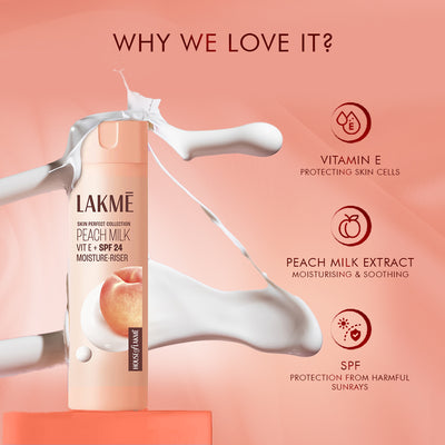 Lakme Peach Milk Moisturiser SPF 24 PA++ | Hydrating Sunscreen Lotion | Daily UV Protection