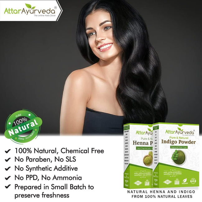 Attar Ayurveda Henna Powder, Indigo Powder Combo Pack Main Image