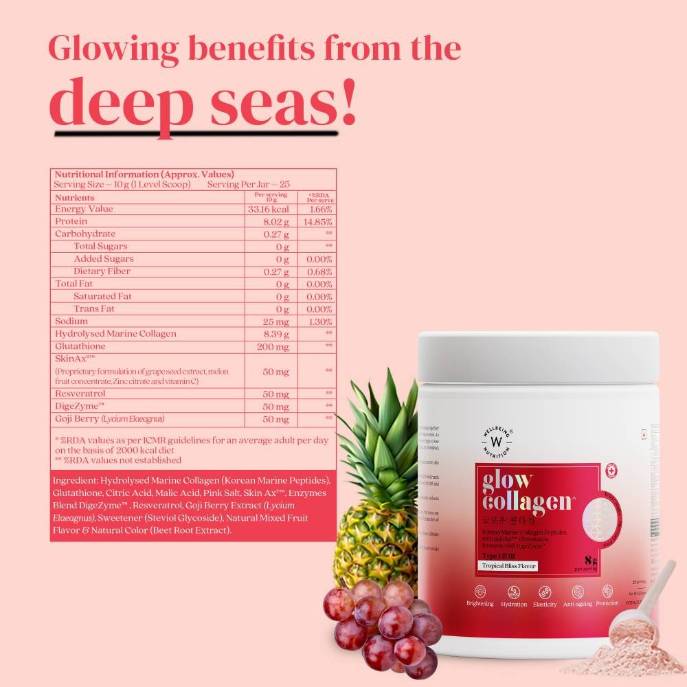 Wellbeing Nutrition Glow Korean Marine Collagen Peptides-Tropical Bliss Flavor