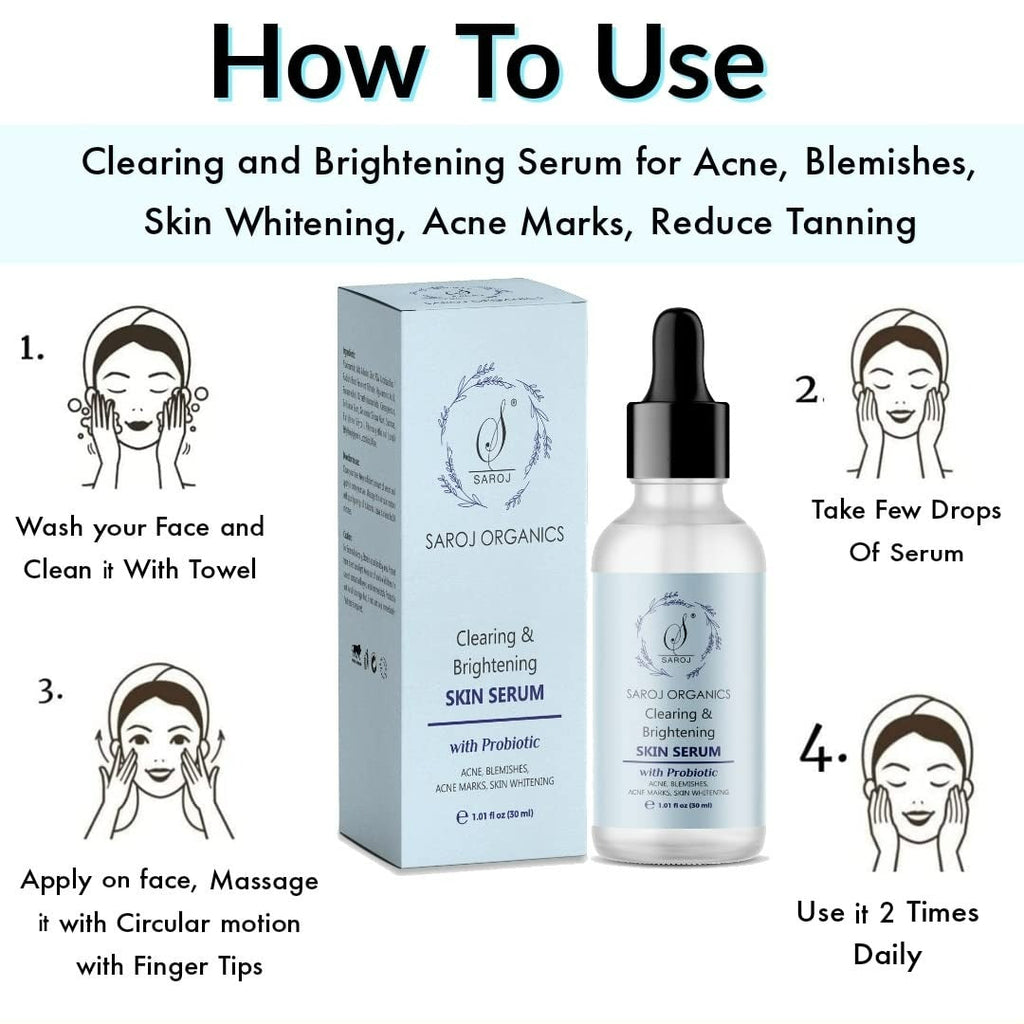 Saroj Organics Clearing And Brightening Skin Serum | Natural Organic Formula | Radiant Skin Solution