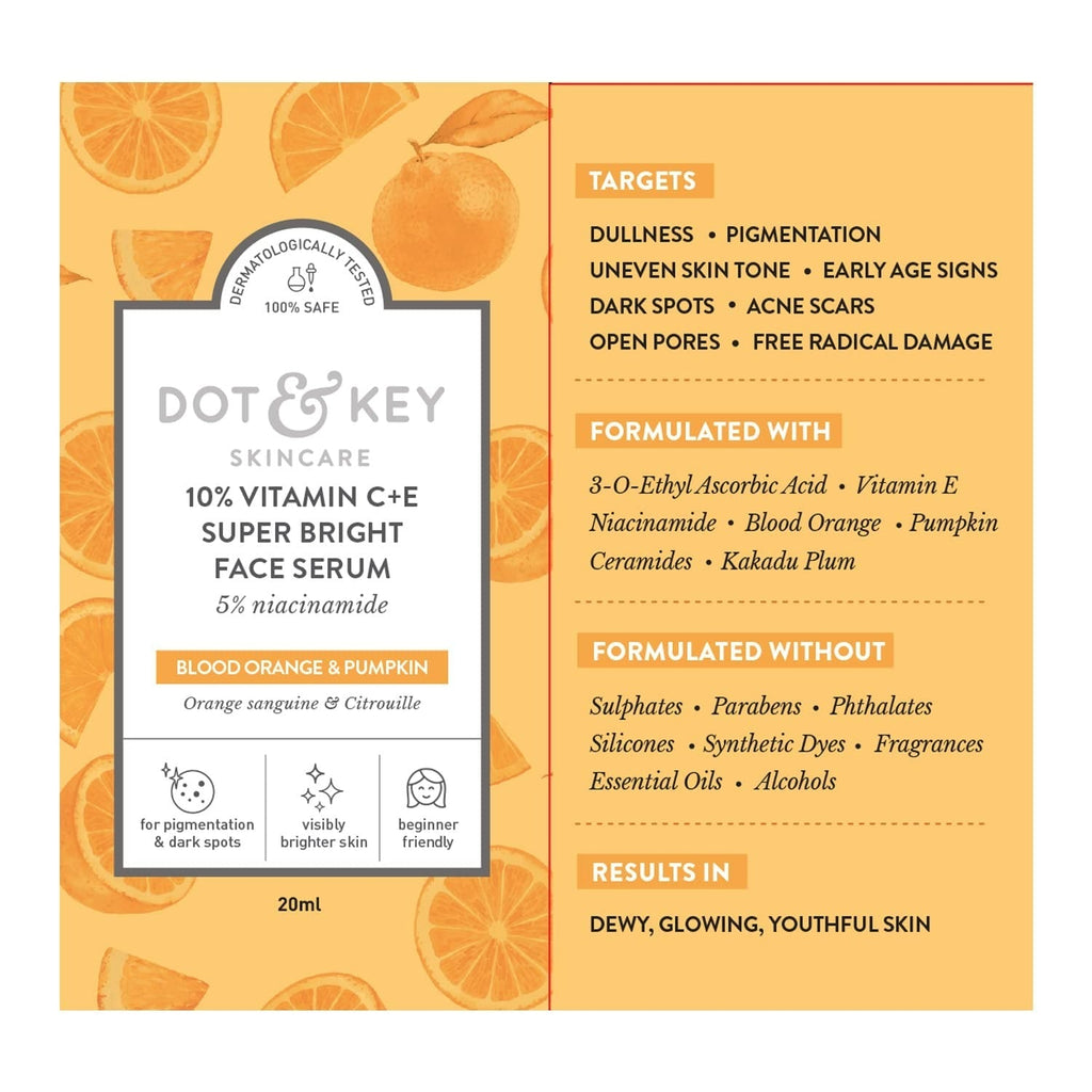Dot & Key 10% Vitamin C+E Super Bright Face Serum | 5% Niacinamide | Glow Booster