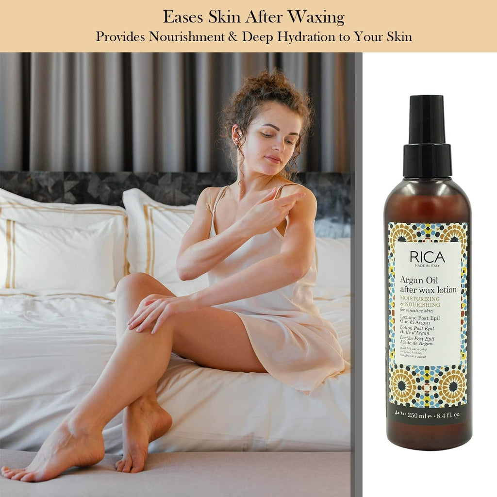 Rica Argan Oil After Wax Lotion for Sensitive Skin With Sun Flower Oil, Jojoba Oil & Vitamin E - Limited Time Offer