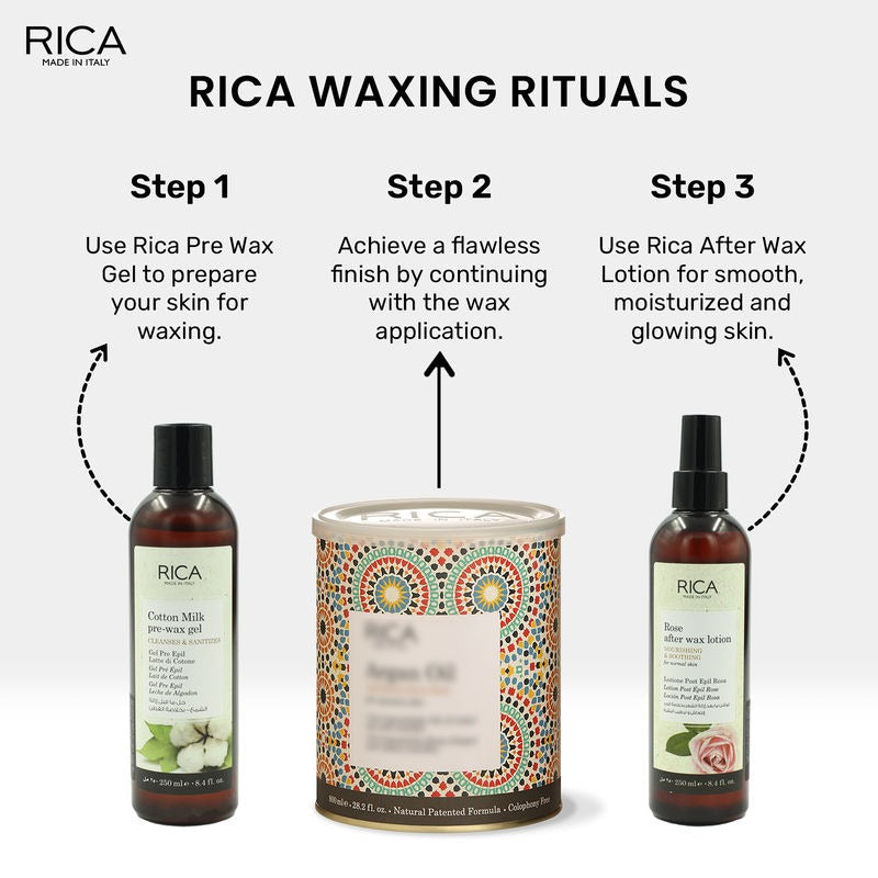 Rica Cotton Milk Pre-Wax Gel Cleansing Waxing Hair Cleaning with Naural Extracts for Hydration & Softening Skin