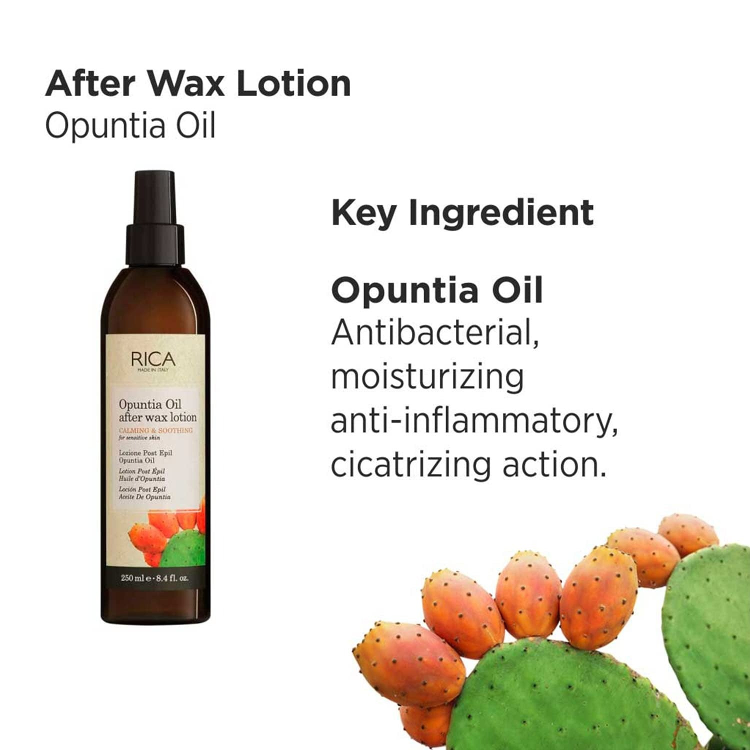 Rica Opuntia Oil After Wax Lotion For Sensitive & Calming Skin, Moisturises, Soothes, & Refreshes Skin