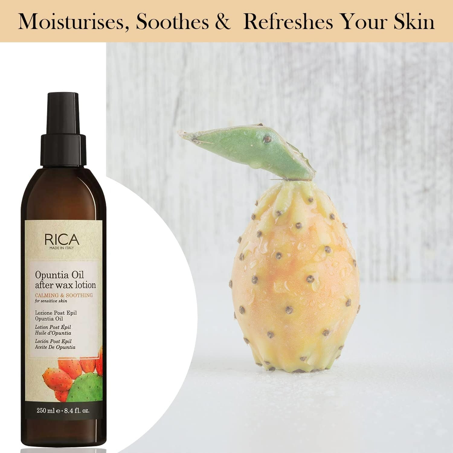 Rica Opuntia Oil After Wax Lotion For Sensitive & Calming Skin, Moisturises, Soothes, & Refreshes Skin