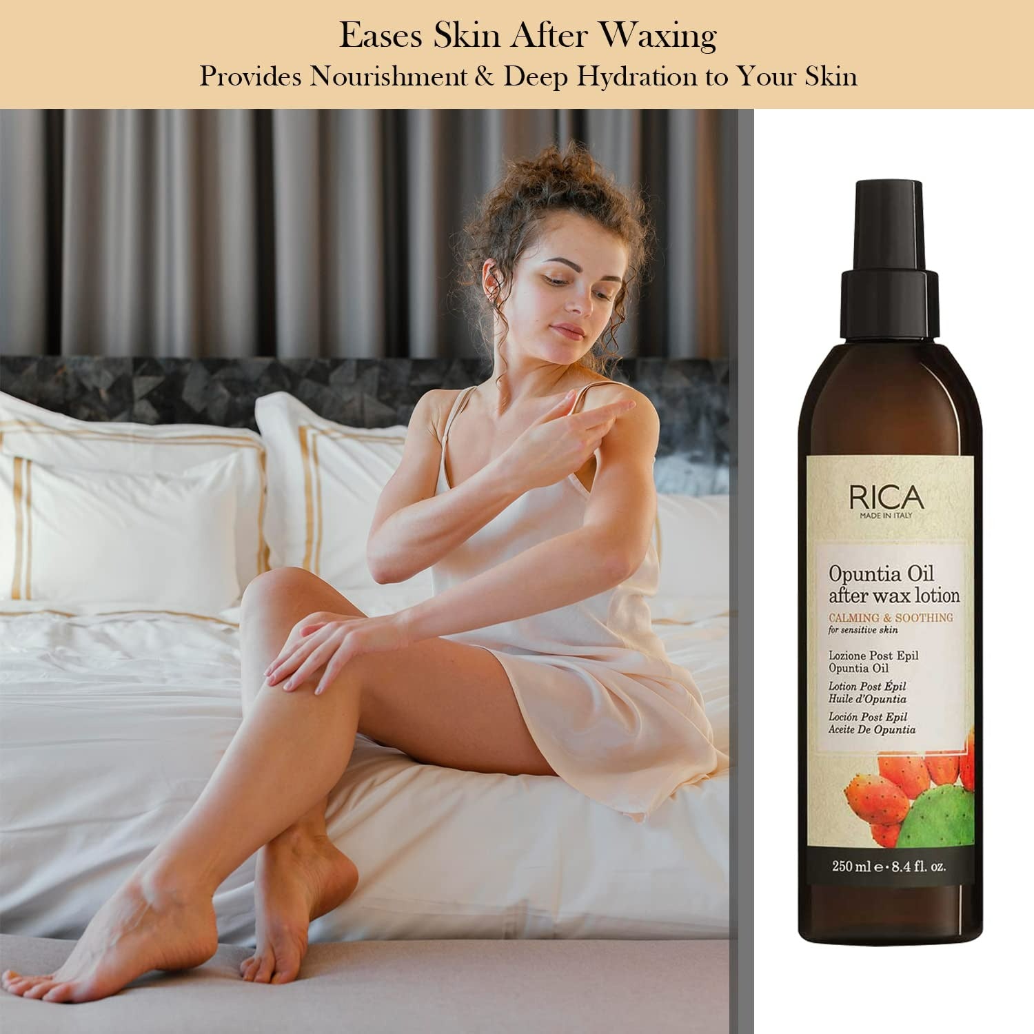 Rica Opuntia Oil After Wax Lotion For Sensitive & Calming Skin, Moisturises, Soothes, & Refreshes Skin