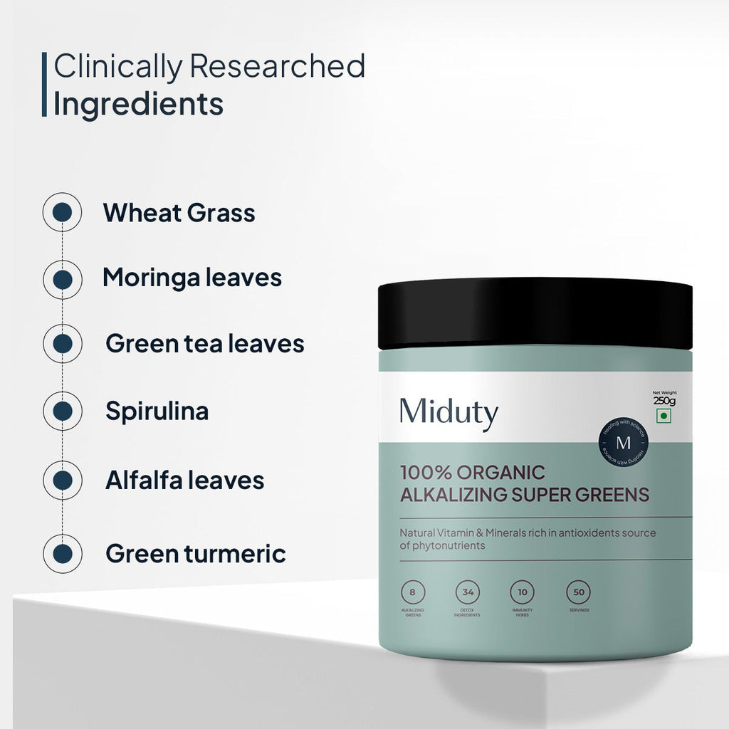 Miduty by Palak Notes 100% Organic Alkalizing Super Greens Powder