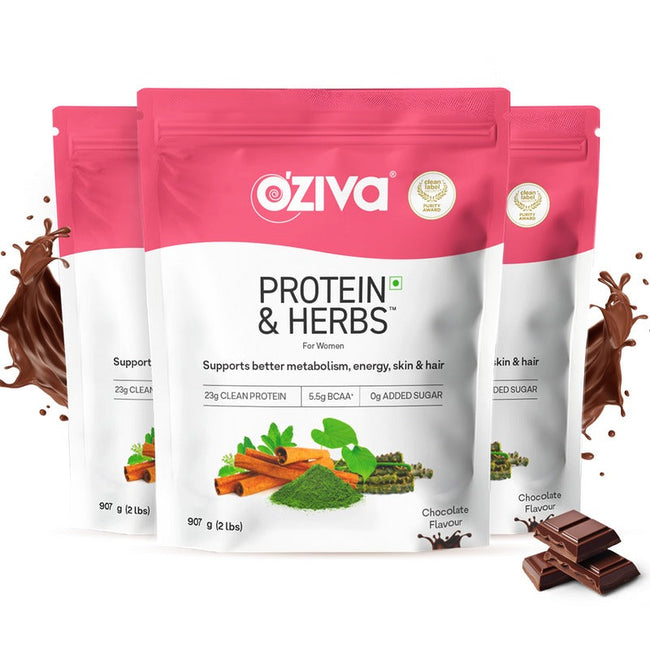 OZiva Protein & Herbs for Women - Protein Powder to Reduce Body Fat, Manage Weight & Metabolism, No Added Sugar Hover Image