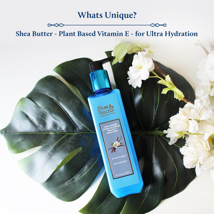 Blue Nectar Niraa Warm Vanilla & Sugar Body Lotion with Plant Based Vitamin E for Ultra Hydration