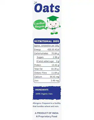 TummyFriendly Foods Certified Organic Oats Porridge Mix for 6 Months Old