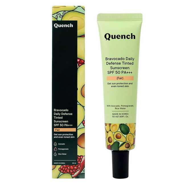 Quench Bravocado SPF 50+ PA++++ Sunscreen Gel With Avocado, Rice Water & Pomegranate, Korean Beauty Hover Image