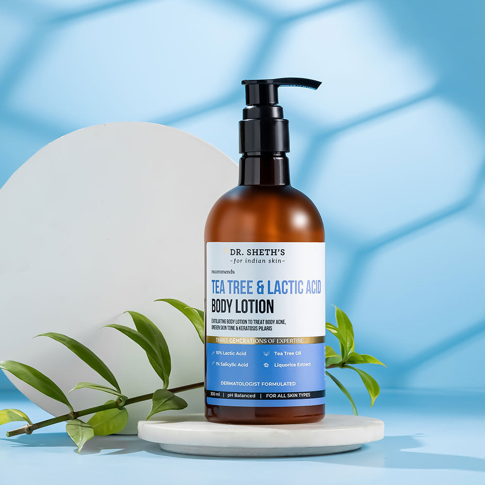 Dr. Sheth's Tea Tree & Lactic Acid Body Lotion - Ph Balanced, To Reduce Body Acne, Uneven Skin Tone
