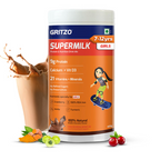 Gritzo SuperMilk Overall Growth (7-12y Girls), Zero Refined Sugar, 21 Vitamins & Minerals