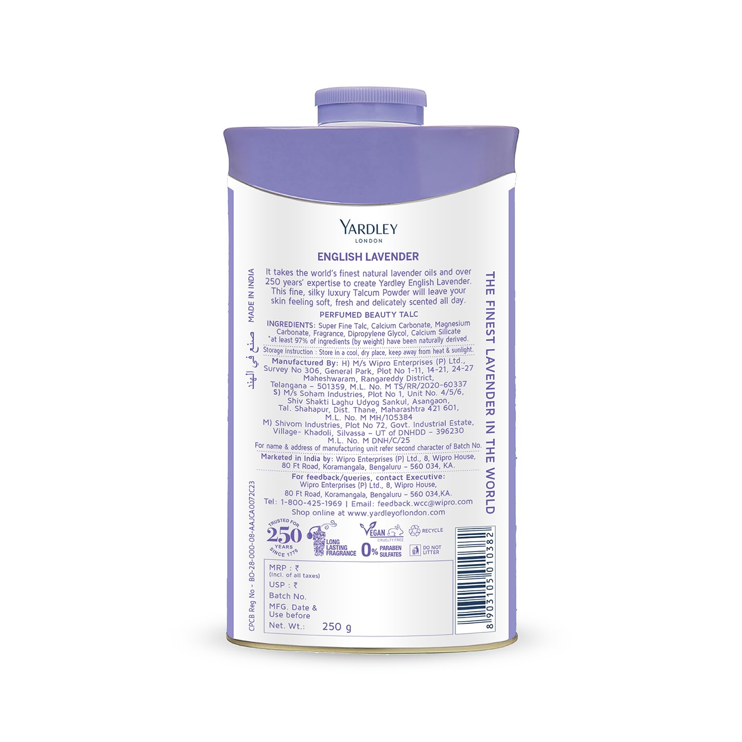 Yardley London English Lavender Perfumed Deodorizing Talc Talcum Powder