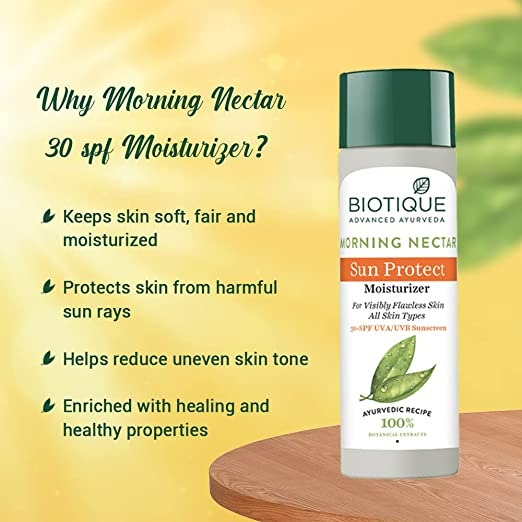 Biotique Advanced Ayurveda Bio Morning Nectar Visibly Flawless Sun Protector 30+SPF UVA/UVB Sunscreen Main Image