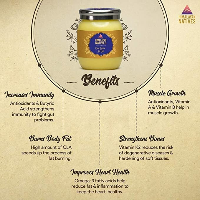 Himalayan Natives A2 Gir Cow Ghee | Homemade A2 Cow Desi Ghee | Traditional Charned Ghee