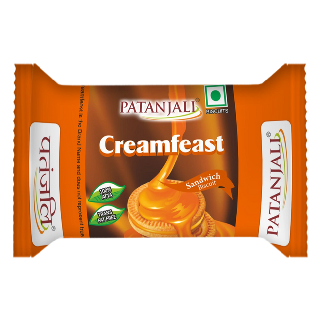 Patanjali Cream Feast Orange Biscuits (Pack of 10) Hover Image