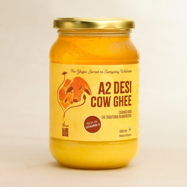 Isha Life Pure A2 Desi Cow Ghee | Made Traditionally from Curd | Made from Grass-fed Free Grazing Desi Cows' Milk Hover Image