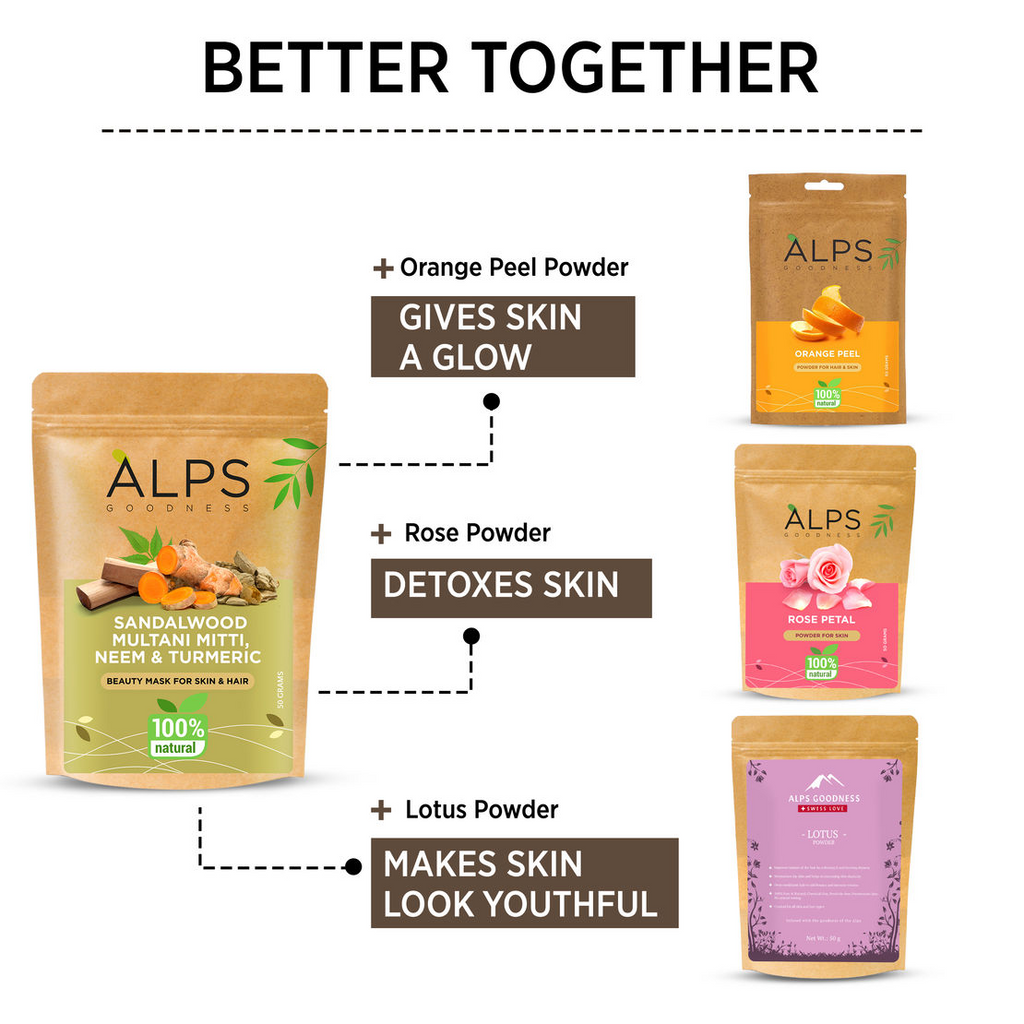 Alps Goodness Sandalwood,Multani Mitti,Neem & Turmeric Powder