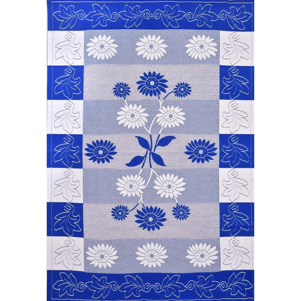 Yellow Weaves Designer Center 4 Seater Table Cover - Blue