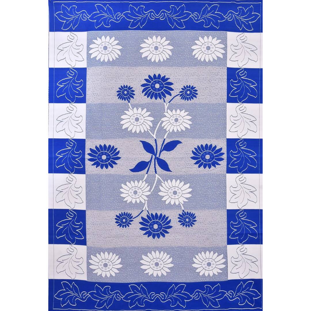 Yellow Weaves Designer Center 4 Seater Table Cover - Blue