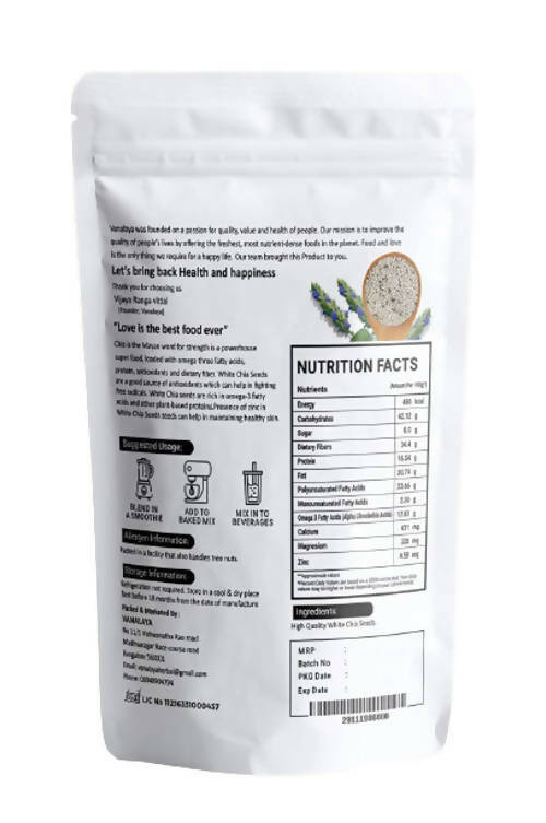 Vanalaya Organic White Chia Seeds