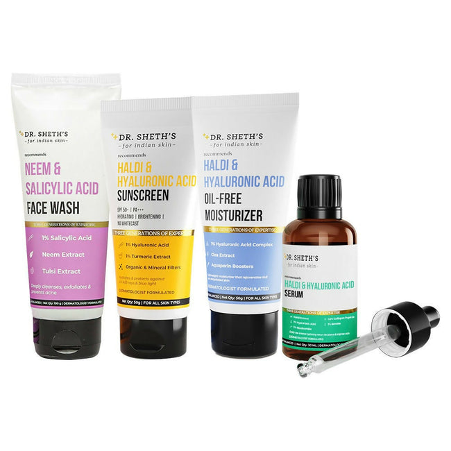 Dr. Sheth's CSMS (Cleanser, Serum, Moisturizer, Sunscreen) Glow Combo Hover Image