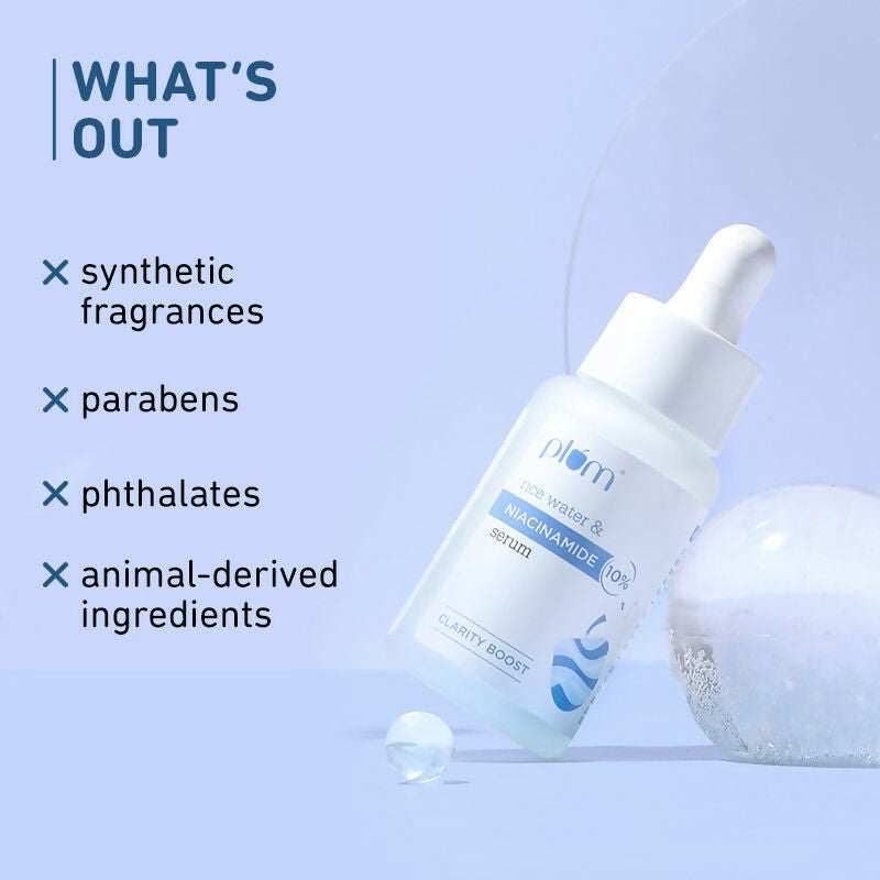 Plum 10% Niacinamide Brightening Face Serum With Rice Water - Fades Blemishes & Dark Spots, Beginner Friendly