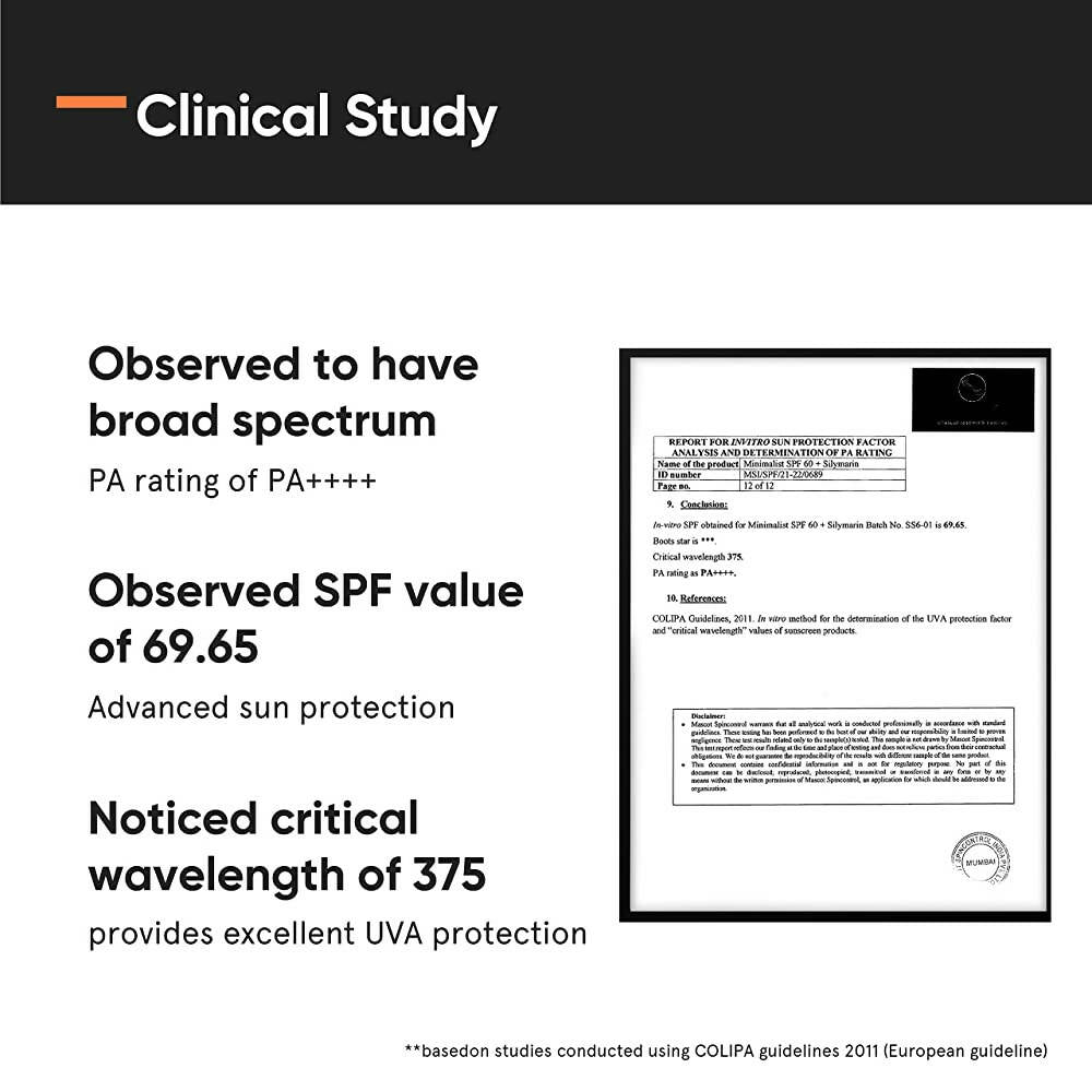 Minimalist Sunscreen SPF 60 PA ++++ For Sensitive Skin Broad Spectrum Sunscreen With Potent Antioxidants & Advanced Filters