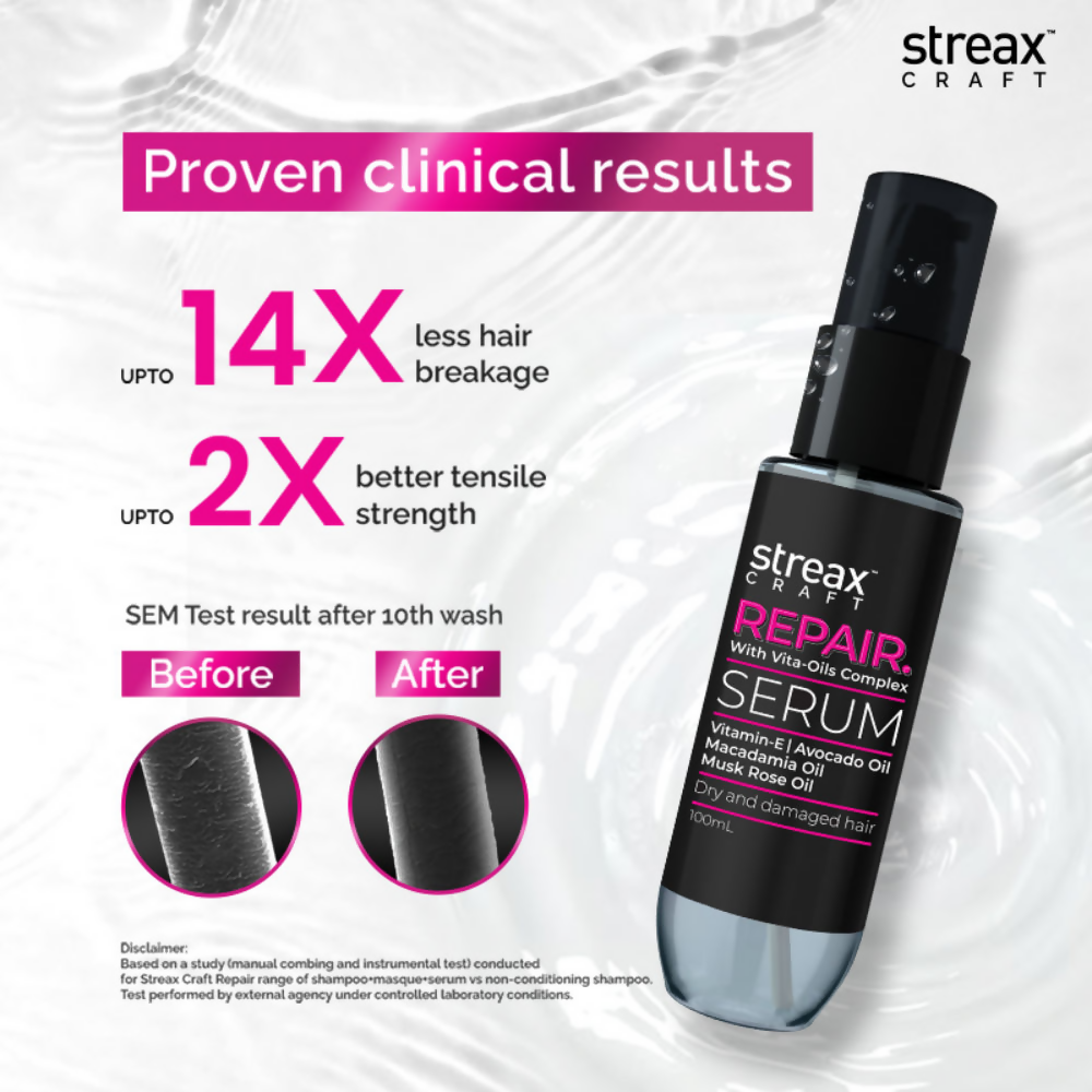 Streax Craft Repair Hair Serum For Dry and Damaged Hair Repair With Vita-Oils Complex