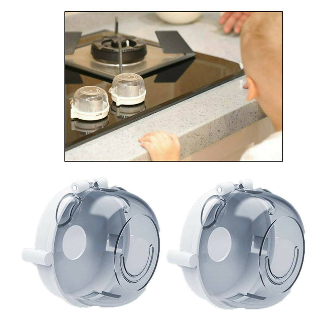 Safe-O-Kid Gas Stove Knobs Transparent Guards for Indoor Baby Safety Set of 4 Pcs Hover Image