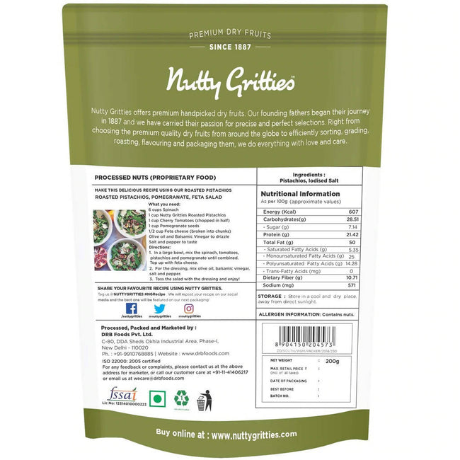 Nutty Gritties California Roasted Pistachios Lightly Salted Main Image