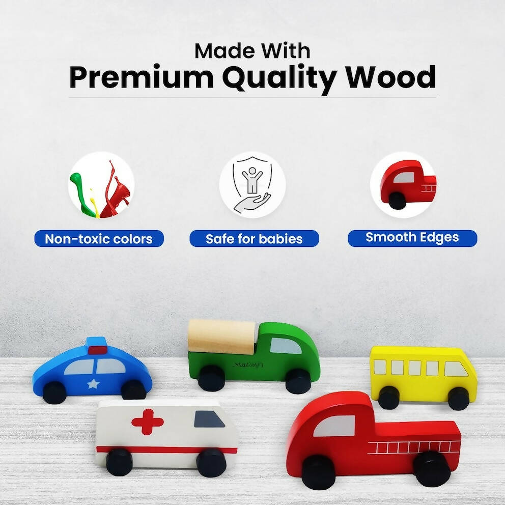 Matoyi Wooden Emergency Toy Vehicle Set of 5