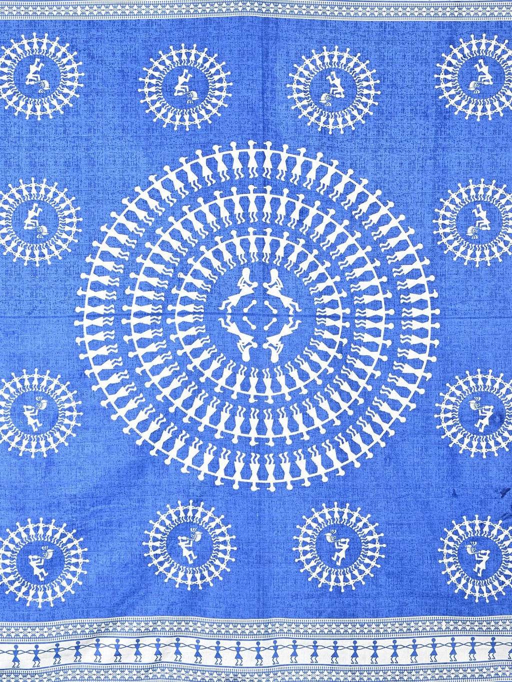 Urban Magic Blue Ethnic Motifs Printed Cotton 104 TC Queen Bedsheet With 2 Pillow Covers