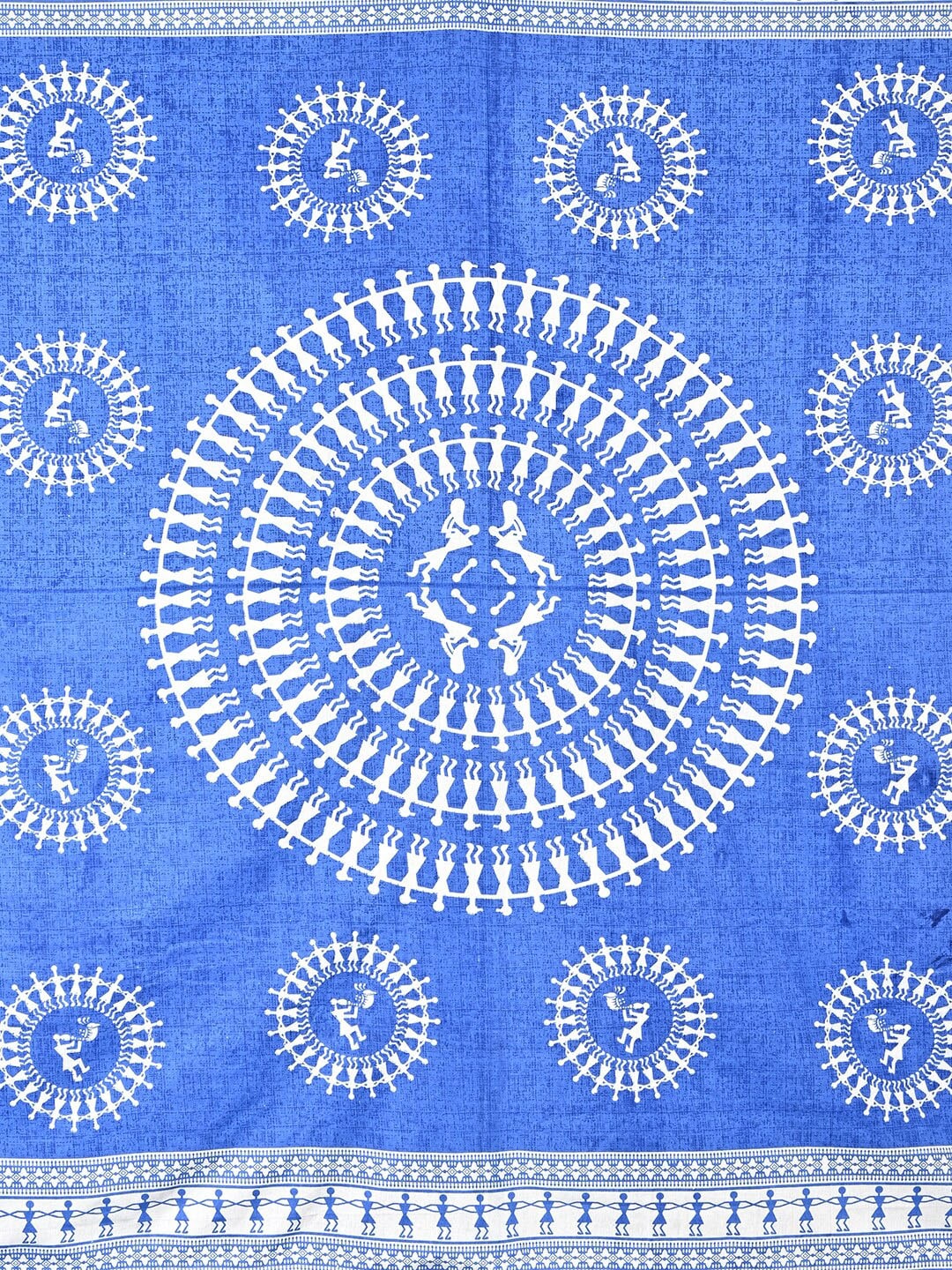 Urban Magic Blue Ethnic Motifs Printed Cotton 104 TC Queen Bedsheet With 2 Pillow Covers