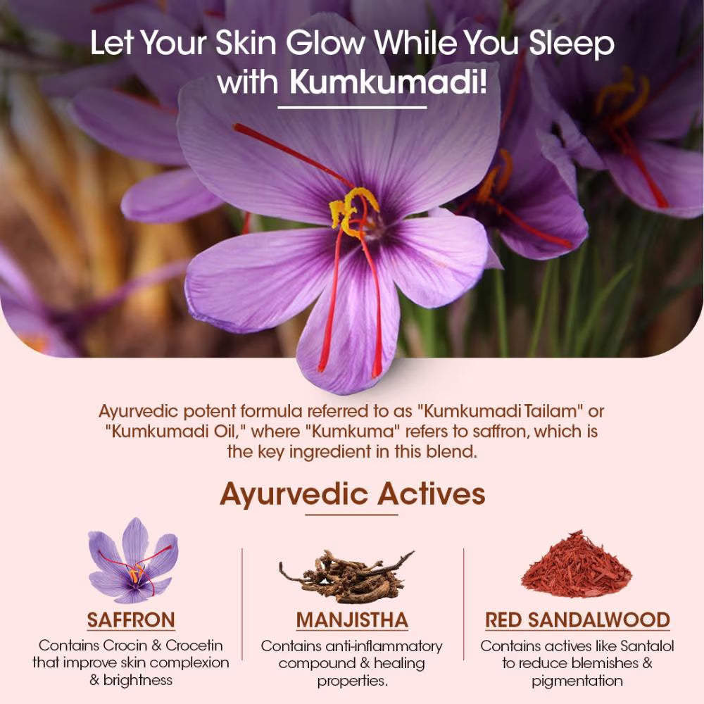 TAC Kumkumadi Gold Glow Face Oil | 100% Pure Ayurvedic Formula | For Glowing & Youthful Skin