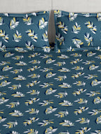 Story@home Arena Grey & Yellow Floral Printed 180 TC Queen Bedsheet & 2 Pillow Covers