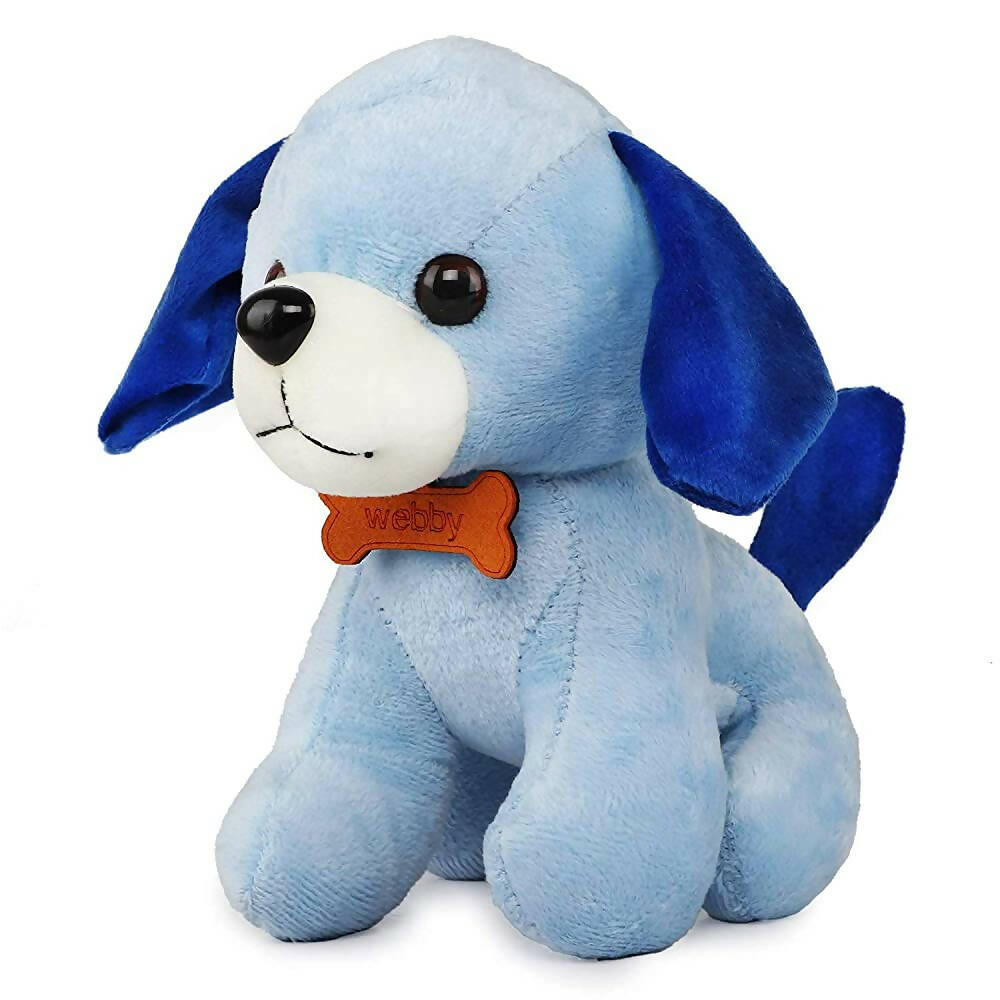 Webby Soft Animal Plush Standing Dog Toy 20cm-Blue