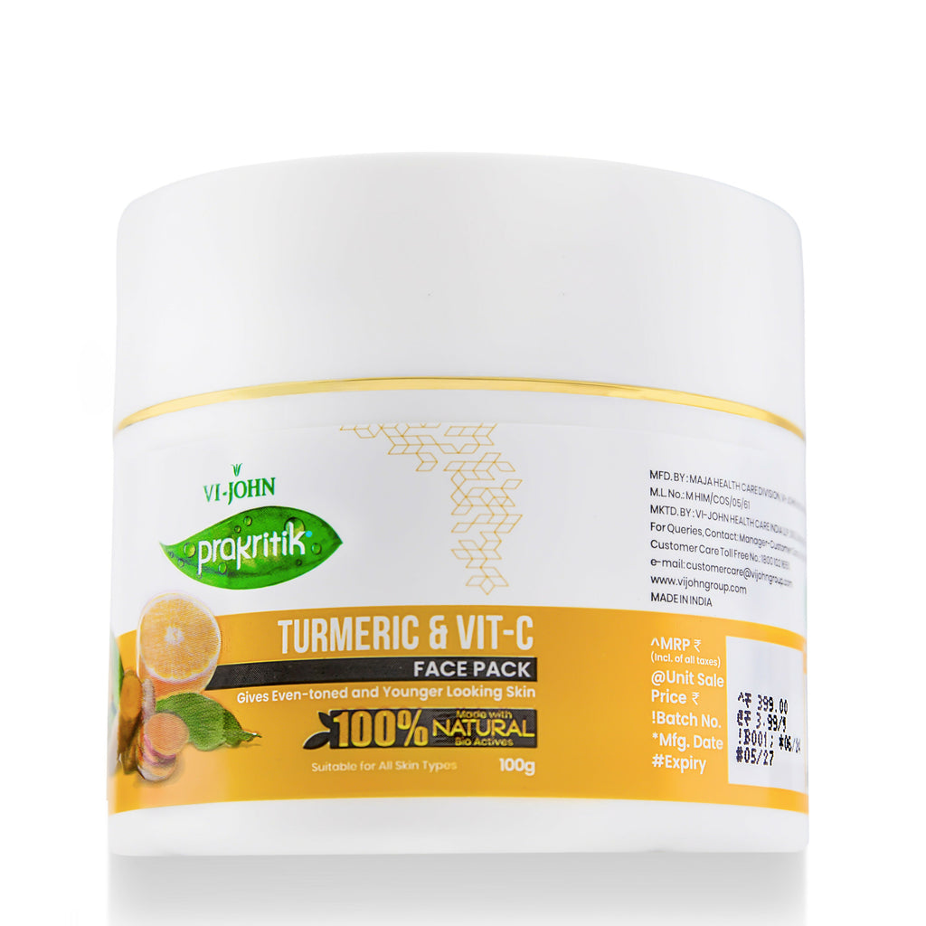 VI-JOHN Prakritik Vitamin C & Turmeric Face Pack Fades Dark Spots, 100% Natural Bio Actives