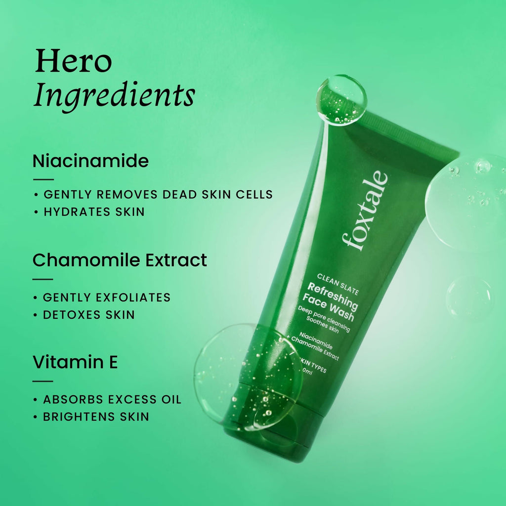 Foxtale Refreshing Face Wash For Deep Cleansing with Niacinamide - Hydrates & Brightens Skin